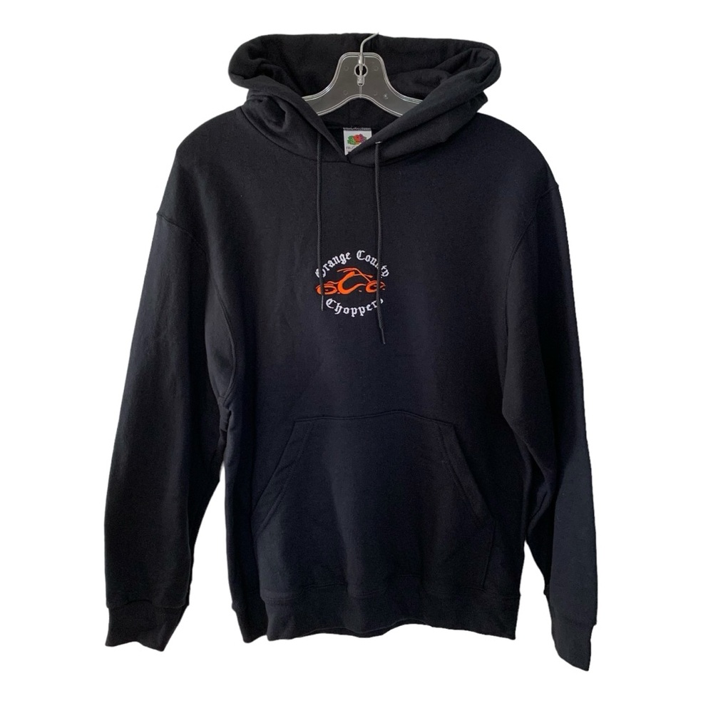 2000s Orange County Choppers Black & Orange 2 Sided Graphic Faded Hoodie NWOT - Picture 14 of 14